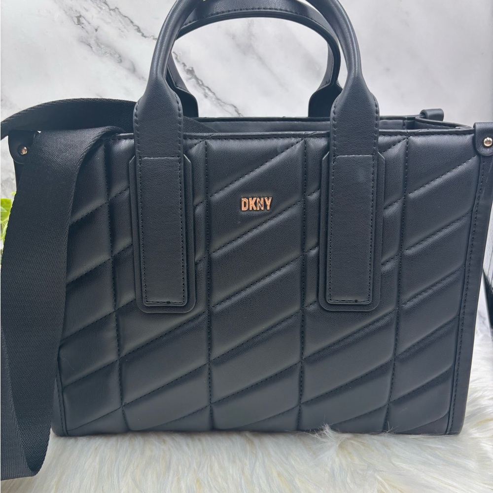 DKNY Black Quilted Satchel Bag